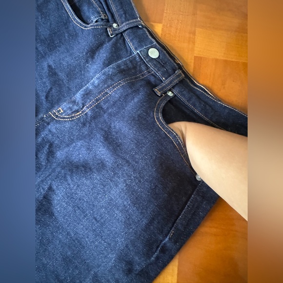 Muji Women’s 27 Wide Leg Jeans Dark Wash Relaxed Fit Indigo Dye Cropped - Picture 2 of 6